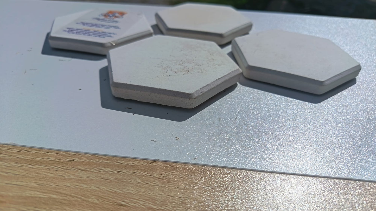 Lot de 4 Dessous verre hexagonal béton