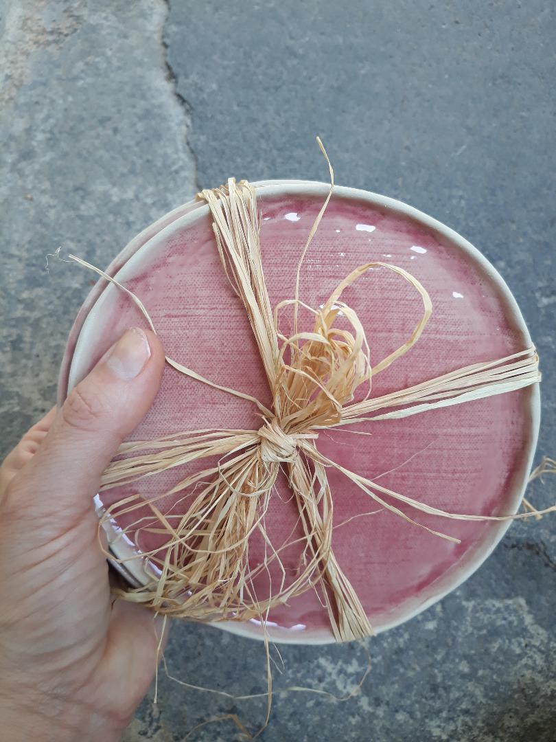 Lot de 4 petite assiettes ronde à dessert/ brunch -en grès émaillé