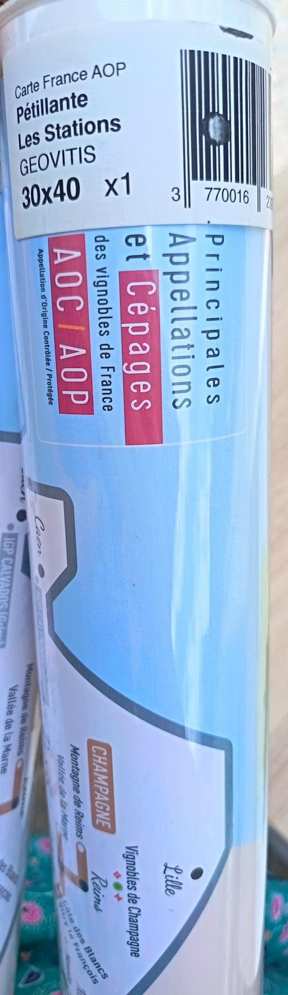 Carte des vins de France Géovitis “Les Stations” Pétillante AOC/AOP 30×40cm