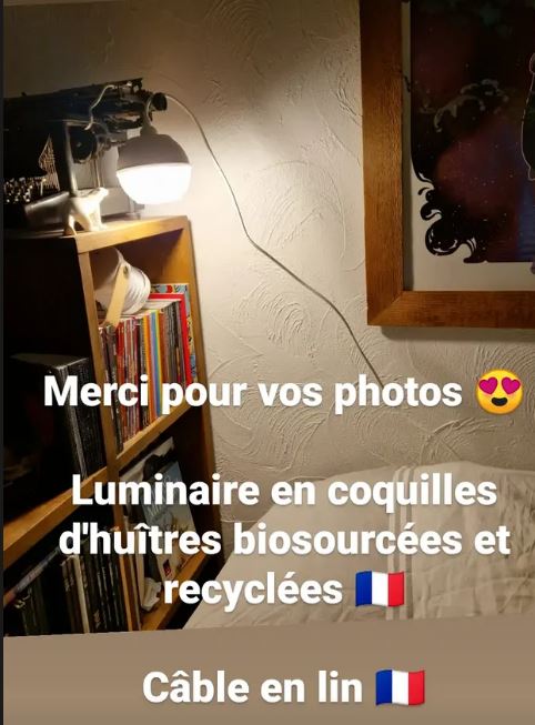 Abat-jour Hoopzi à suspendre ou chevet, en coquilles d'huîtres recyclées