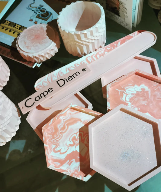 Vide poche /Sous verre hexagonal en jesmonite