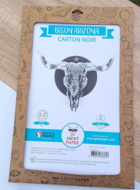 Tête de bison arizona en carton pulp 3D